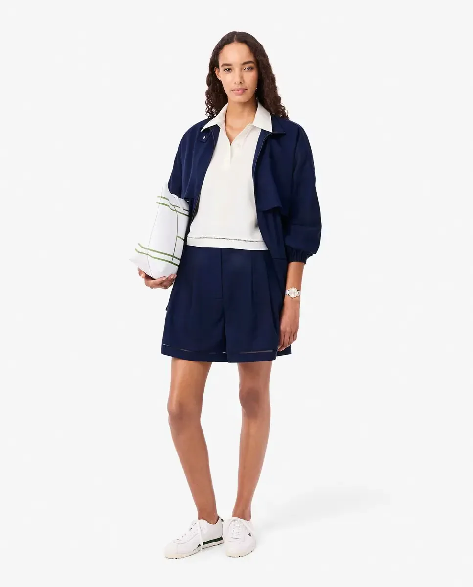 Женская рубашка Lacoste, оверсайз из легкой саржевой ткани, белый — фото 4