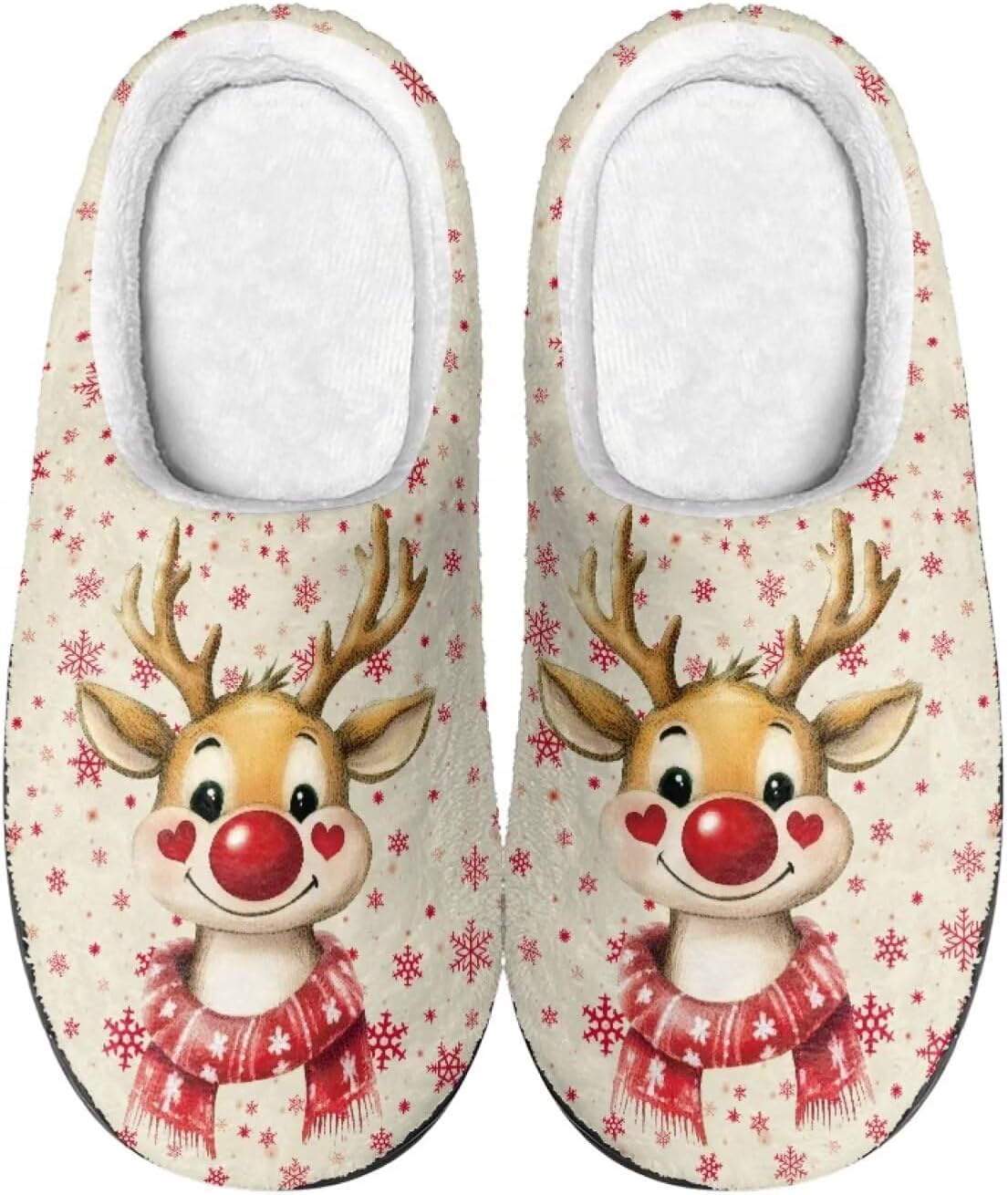 

Уютные тапочки, мягкие и удобные, с нескользящей подошвой, для женщин и мужчин, домашняя обувь, обувь для спальни Cadowhimsy, Christmas Reindeer Snowflake