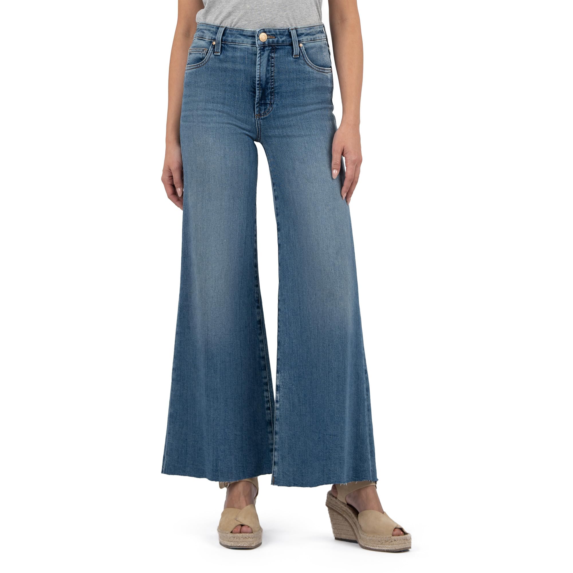 

Джинсы KUT from the Kloth RYAN HIGH RISE FAB AB SUPER WIDE LEG RAW HEM, цвет Adaptability With Medium Base Wash