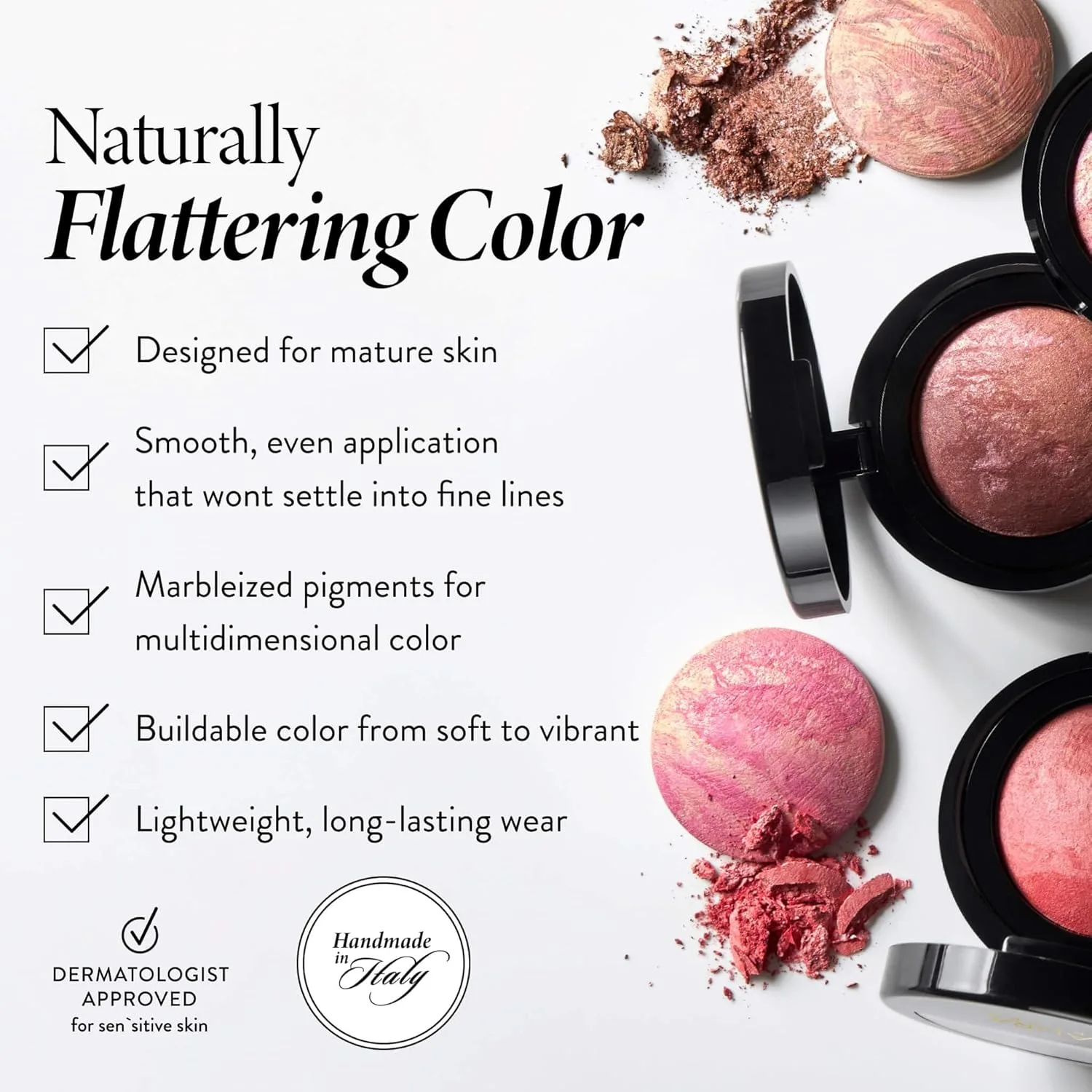Запеченные румяна Blush-n-Brighten Marbleized Blush для щек от Laura Geller New York - Нежно-розовый цвет - Натуральное покрытие - Наслаиваемый оттенок, 03 Ethereal Rose — фото 3