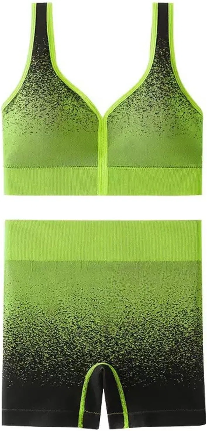Спортивный комплект: топ с открытой спиной и велосипедки, Generic, 03_green