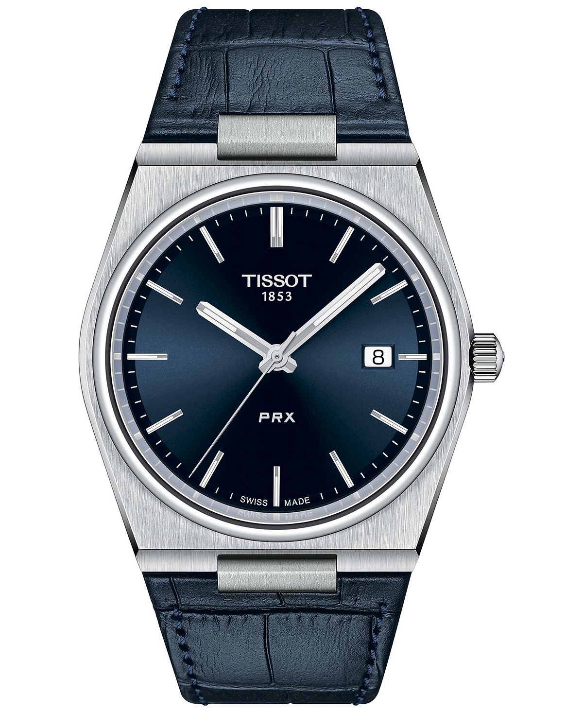 

Мужские часы PRX с синим кожаным ремешком, 40 мм Tissot