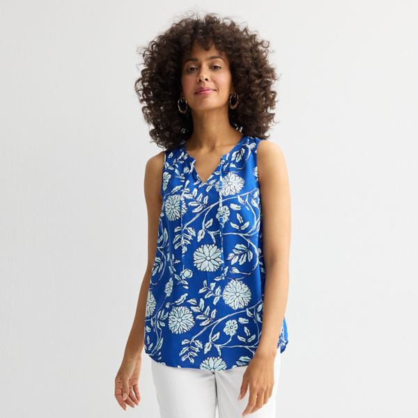 

Женская блузка без рукавов с завязкой на шее Croft & Barrow, цвет teal vibrant floral