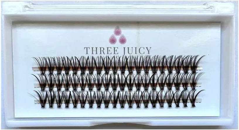 Ресницы накладные пучковые Natural Brown D Curl 9 мм THREE JUICY