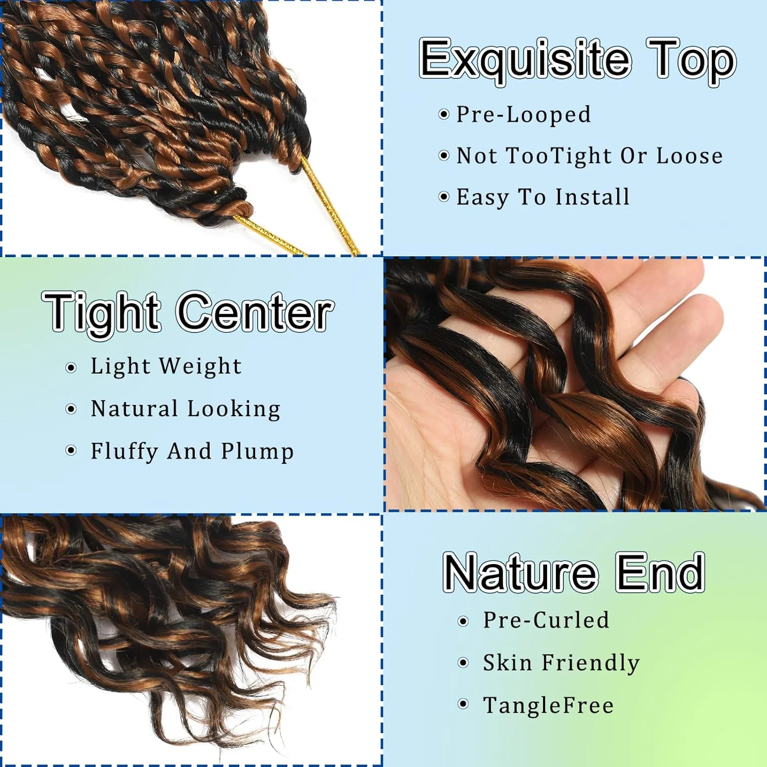 Наращивание волос Ocean Wave Crochet Hair Flwai, 1B/H30 — фото 3