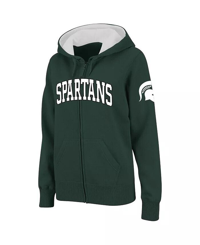 

Женская толстовка с капюшоном Michigan State Spartans с арочным именем и застежкой-молнией Colosseum, зеленый