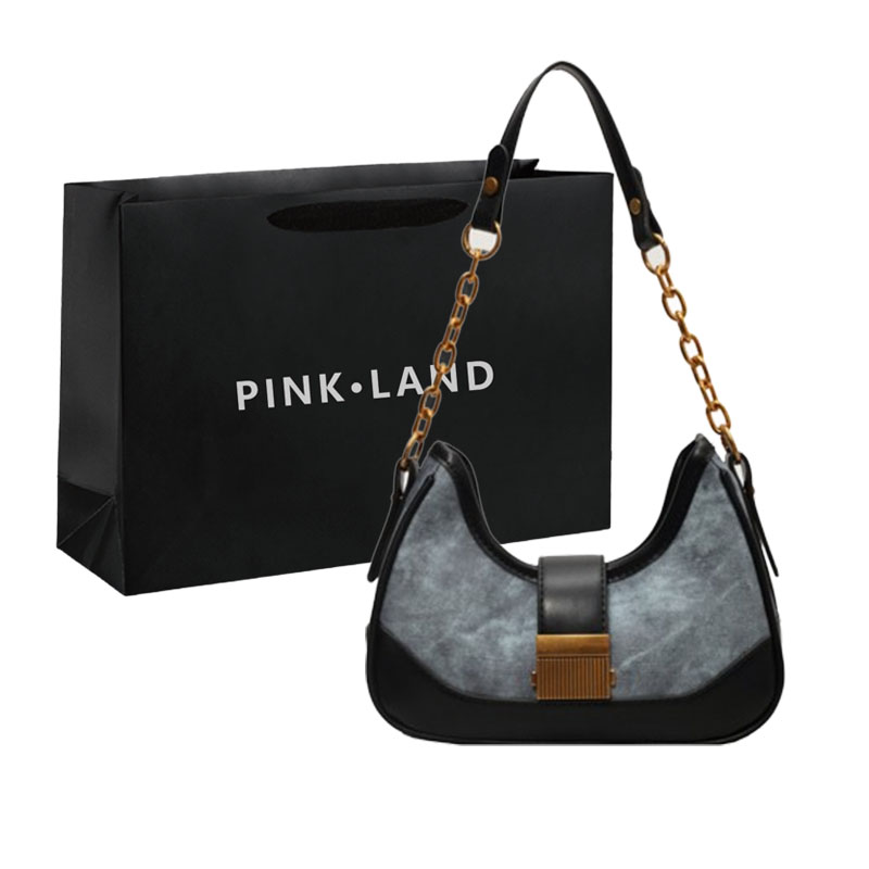 

PINK·LAND Сумка через плечо из искусственной кожи с цепочкой, женская, цвет: черный/хаки/синий/коричневый