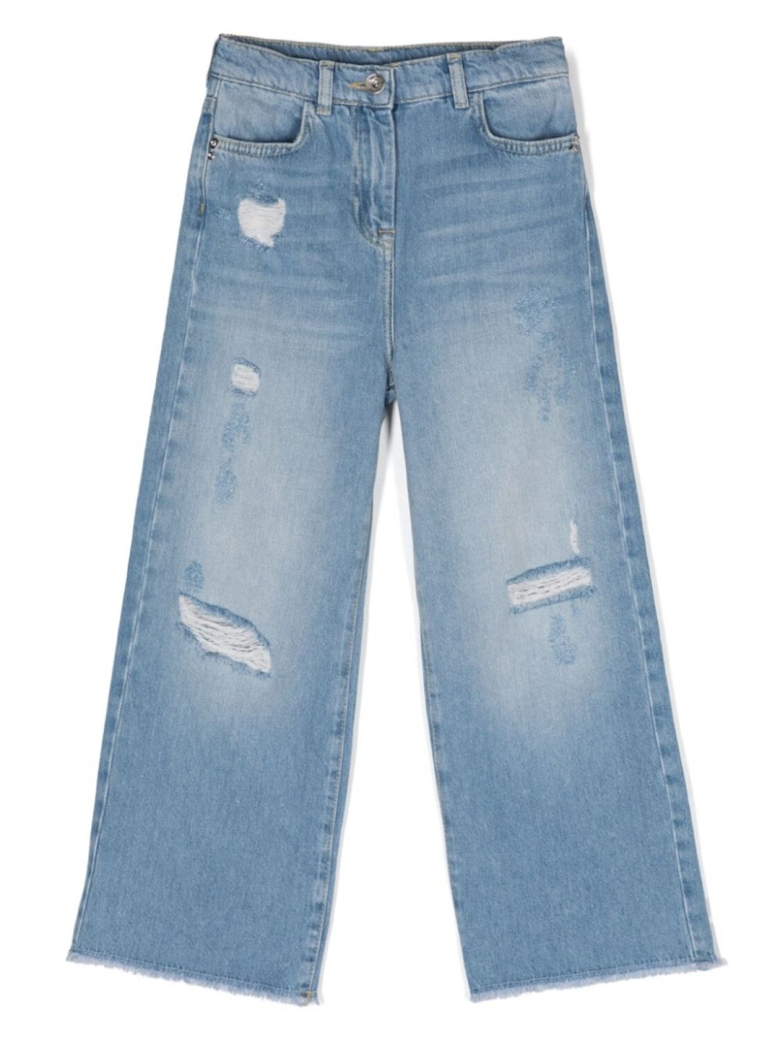 

Patrizia Pepe girl прямые джинсы с эффектом потертости, синий