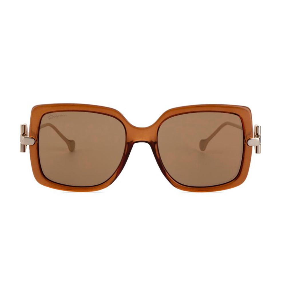 

Salvatore Ferragamo SF 913S 210 55 мм женские квадратные солнцезащитные очки, цвет transparent brown