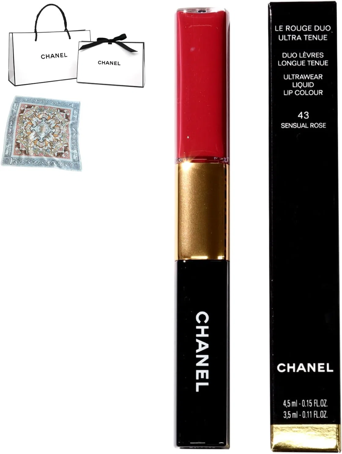 Губная помада жидкая 2-в-1 с блеском Chanel Le Rouge Duo Ultra Tuniu, оттенок 43 Sensual Rose, 1 шт