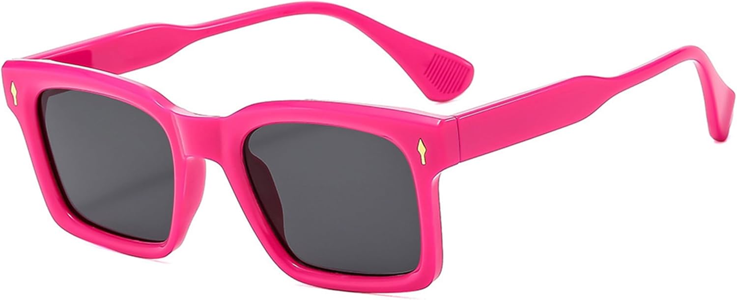 

Модные квадратные солнцезащитные очки Onrtry для мужчин и женщин, ретро-прямоугольные солнцезащитные очки для женщин и мужчин с защитой от УФ-излучения UV400, A05 Rose Frame/Black Lens