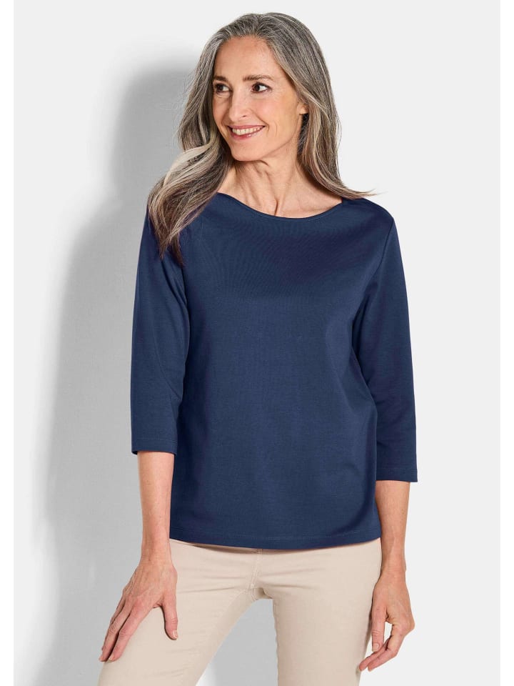 

Базовая рубашка с длинными рукавами и вырезом-лодочкой темно-синего цвета GOLDNER