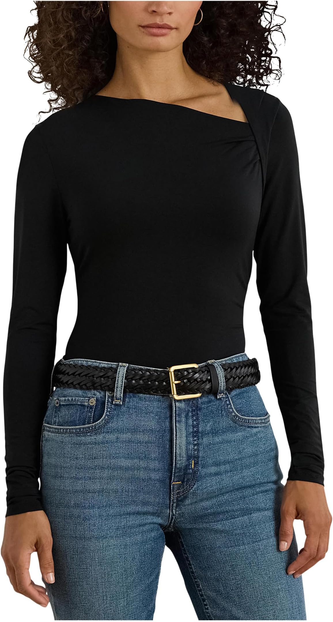 

Женский асимметричный топ из эластичного джерси Lauren Ralph Lauren, Black