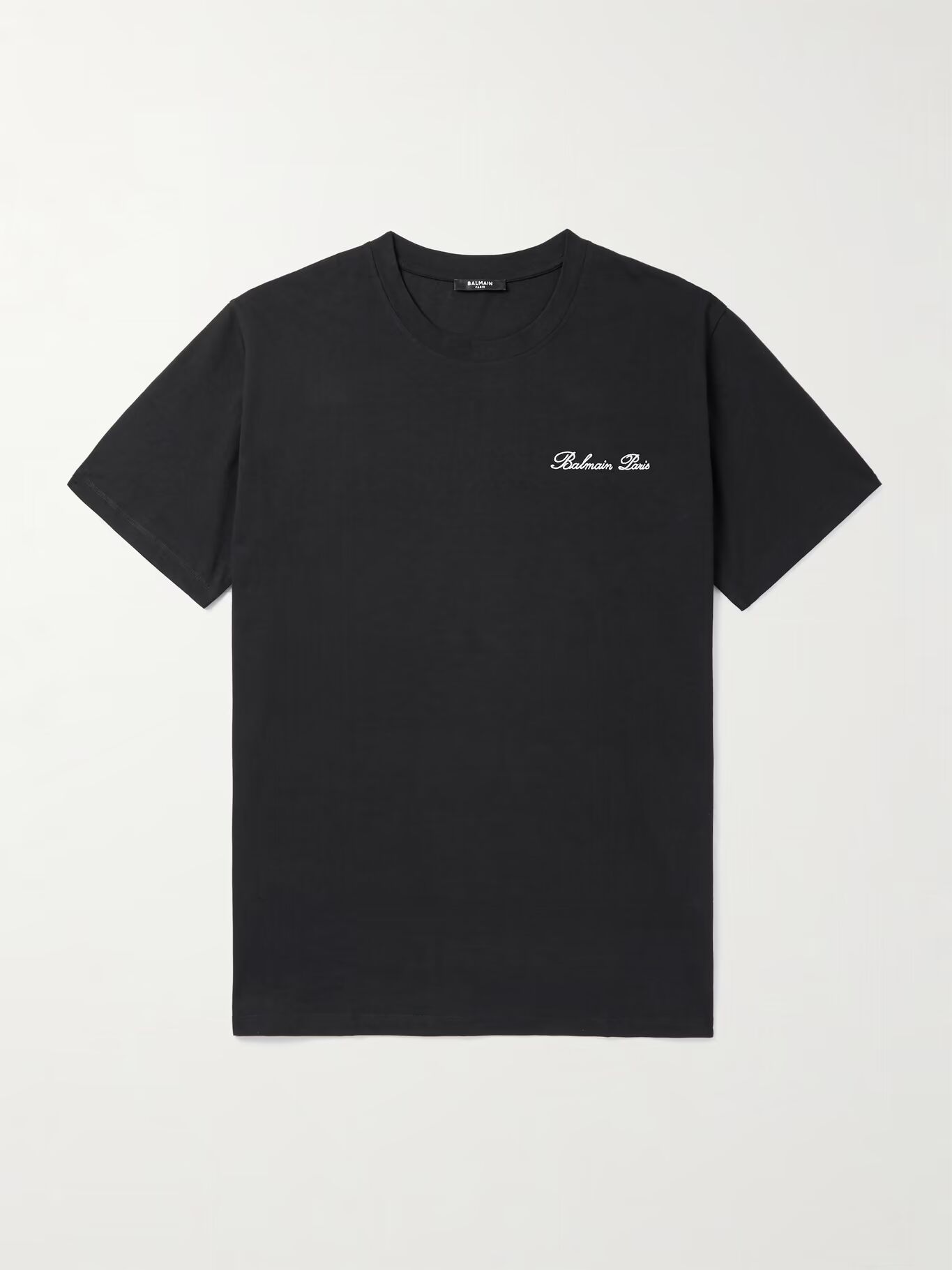 

Футболка из хлопкового джерси с вышитым логотипом BALMAIN, черный