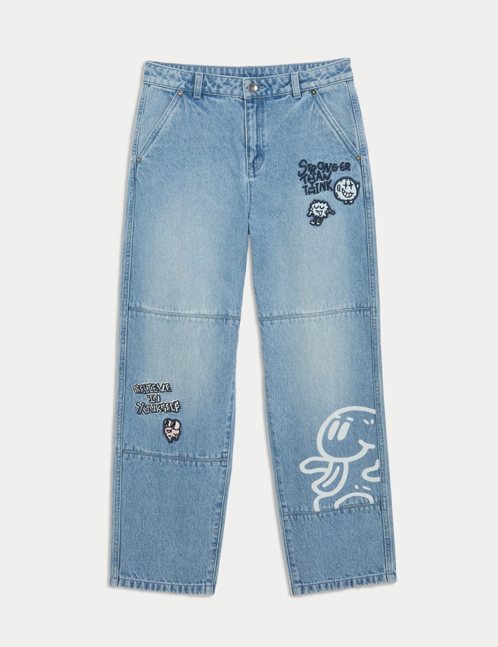 

Свободные джинсы из чистого хлопка с надписью Marks & Spencer, цвет Denim