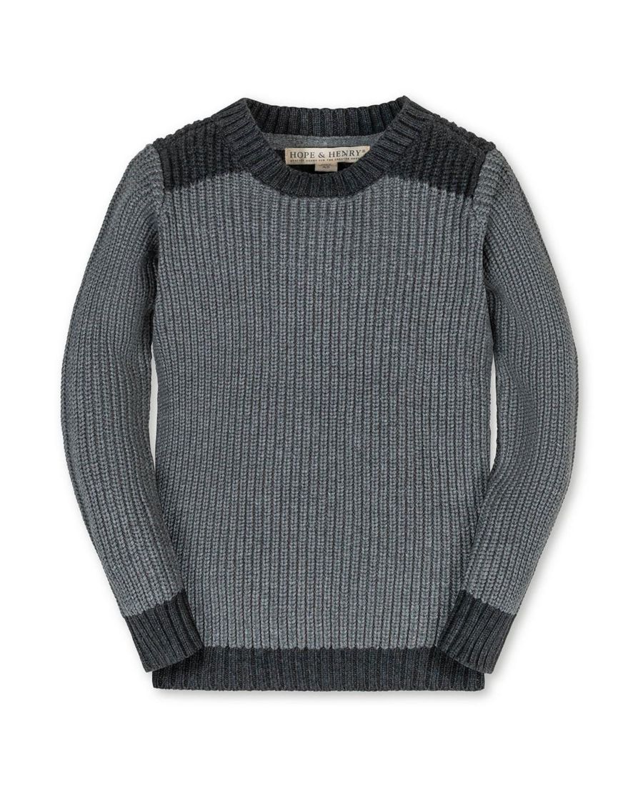 

Детский пуловер из органического хлопка с длинными рукавами и круглым вырезом на плечах Hope & Henry, Gray heather colorblock