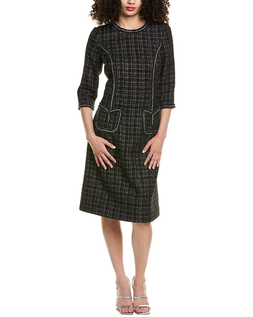 

Тери Джон от Рики Фриман Платье из металлизированной шотландки с шерстяной смесью Teri Jon by Rickie Freeman, черный