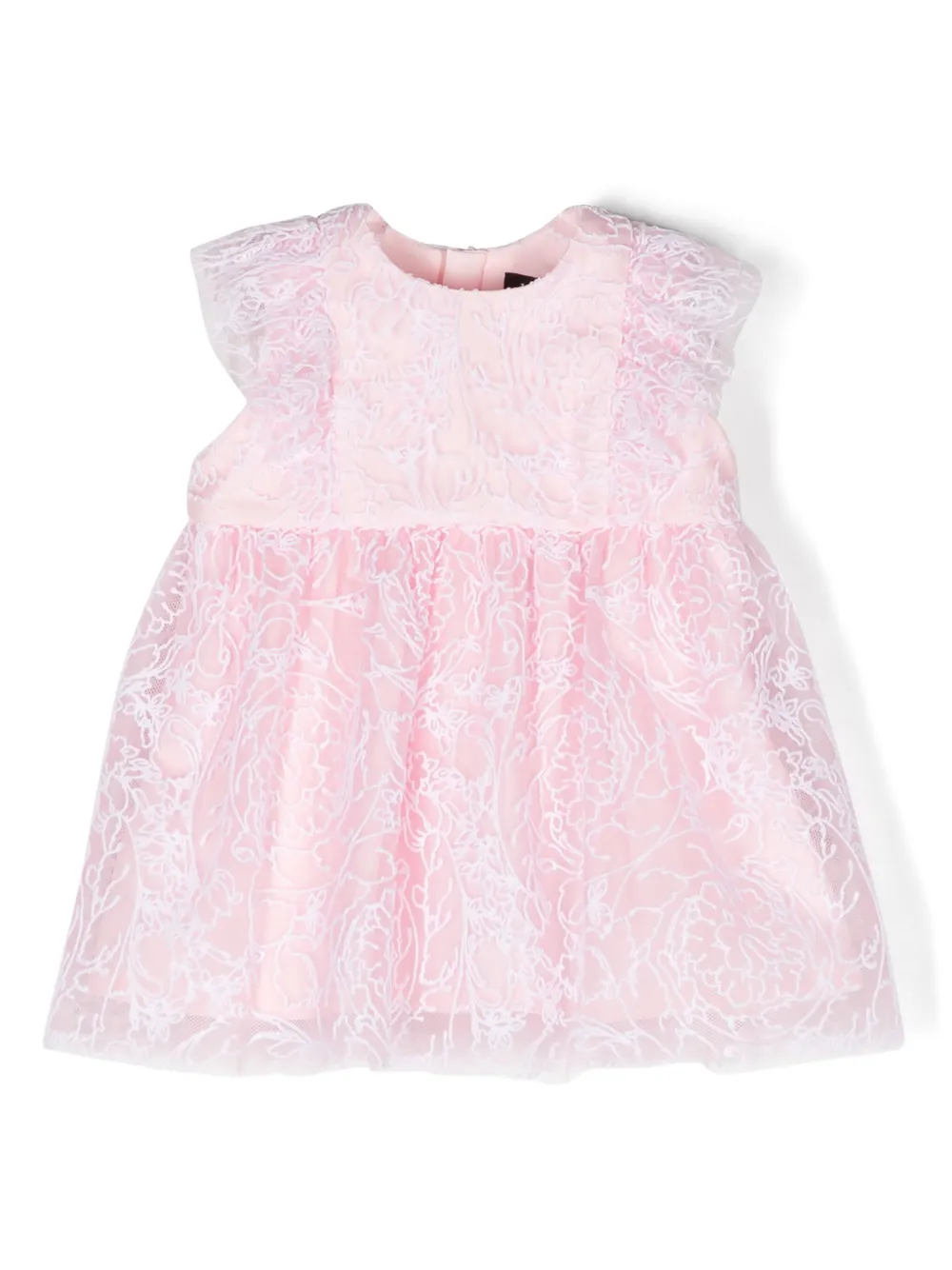 

Платье из тюля с вышивкой Barocco Versace Kids, розовый