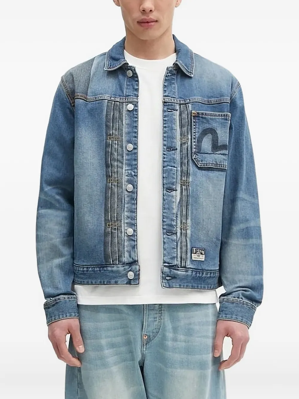 

Джинсовая куртка со вставками Evisu, синий