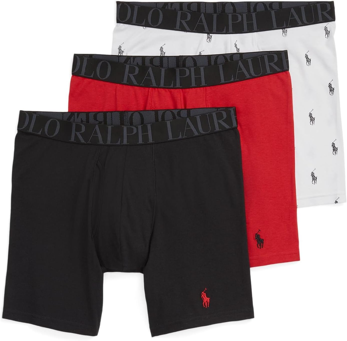 

Мужские трусы-боксеры классического кроя POLO RALPH LAUREN, комплект из 3 пар, Polo Black/Rl2000 Red/White