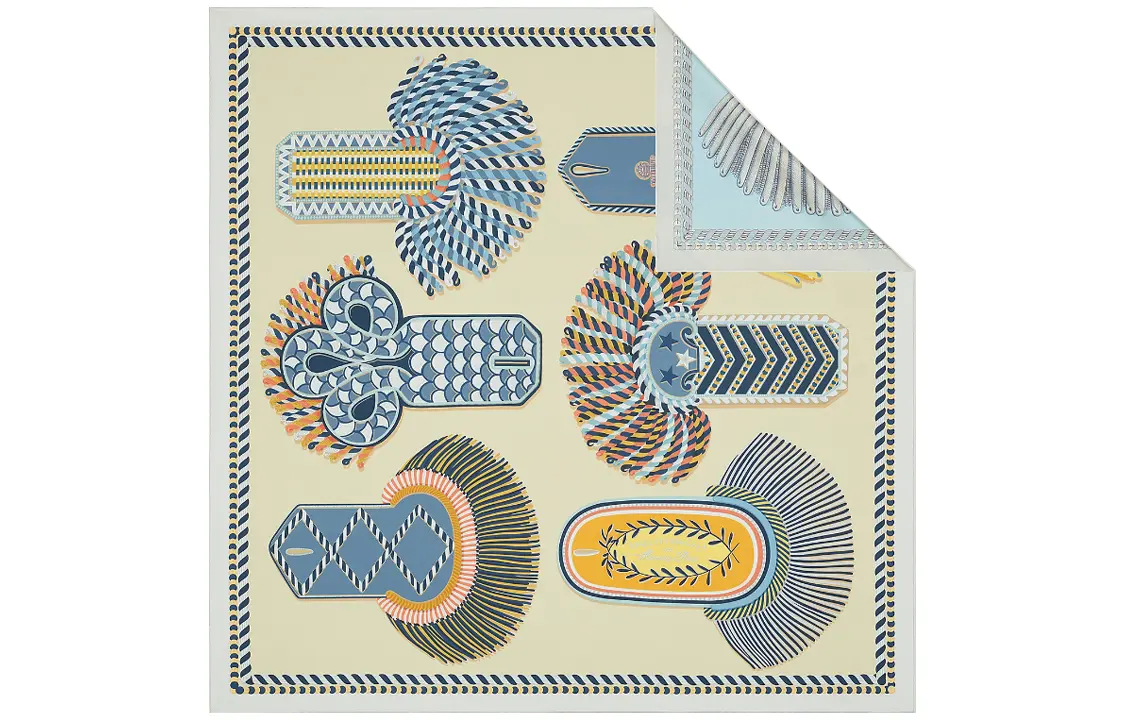 

HERMES Шёлковый шарф, Pearl Gray/Light Yellow/Blue Gray