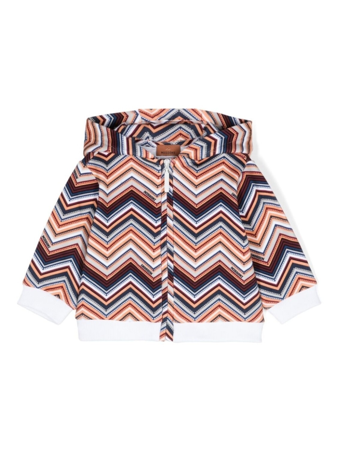 

Missoni Kids худи на молнии с узором шеврон, белый