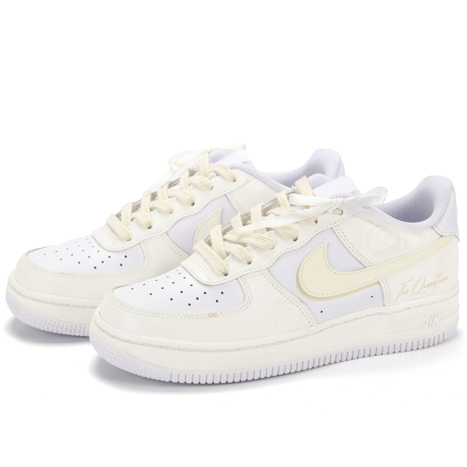 Nike Air Force 1 Sun Bath Tale устойчивые к истиранию противоскользящие амортизаторы низкие скейтборд кроссовки yellow детские — фото 4