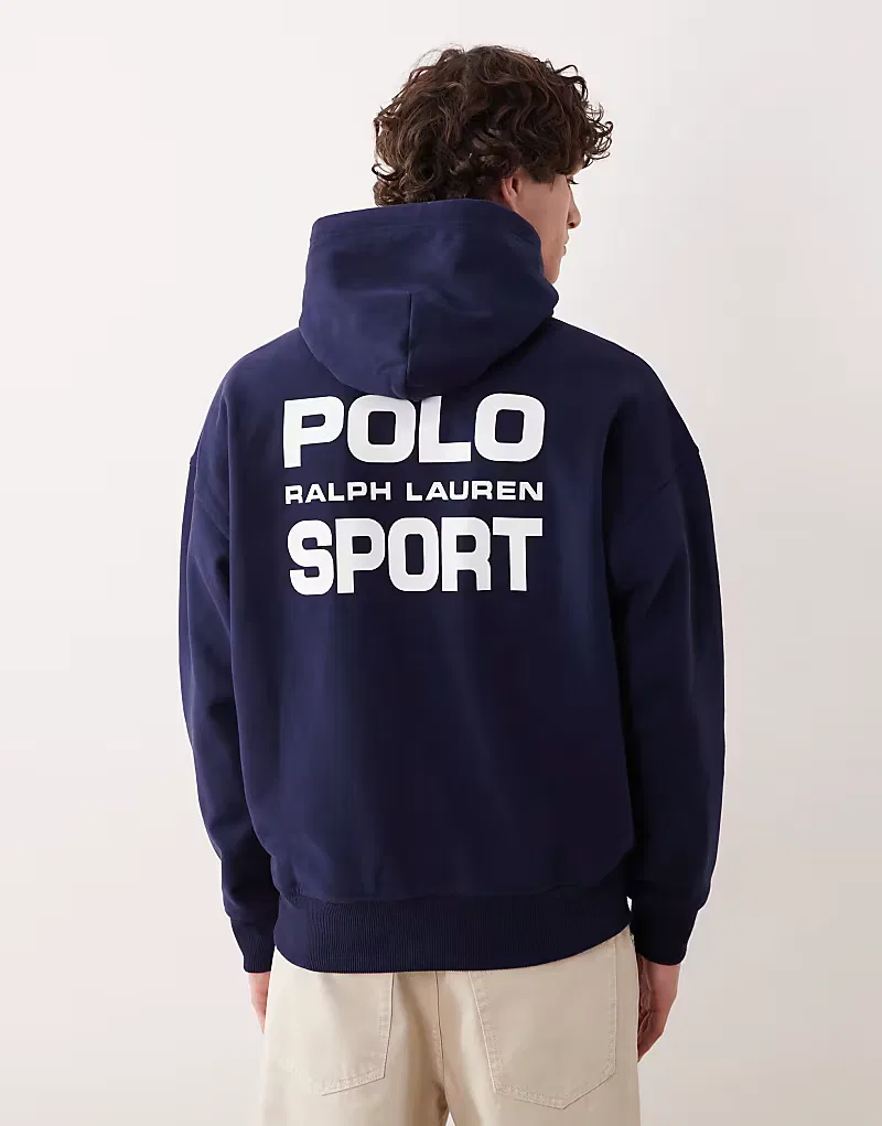 Толстовка Polo Ralph Lauren Sport свободного кроя с принтом на спине, темно-синий — фото 2