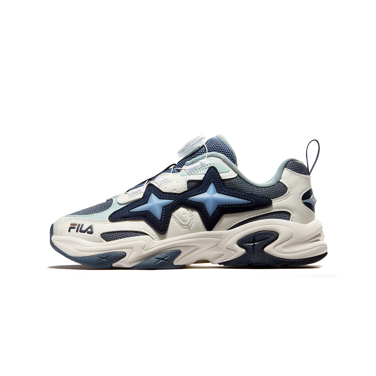 Детские кроссовки Heritage FHT низкие дышащие износостойкие FILA KIDS, F-LA Milk White/Pure Gray Blue
