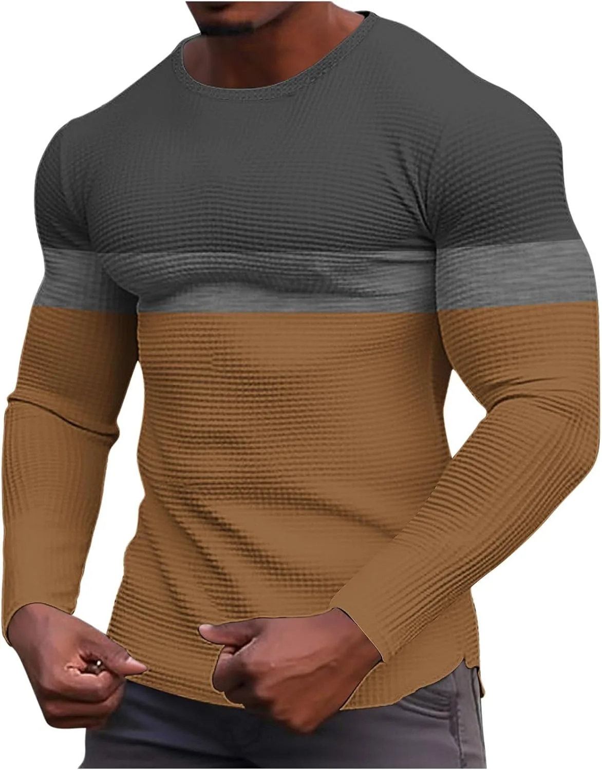 

Мужская футболка Athletic Shirts Breathable Waffle Knit Color Block Slim Fit Quick Dry