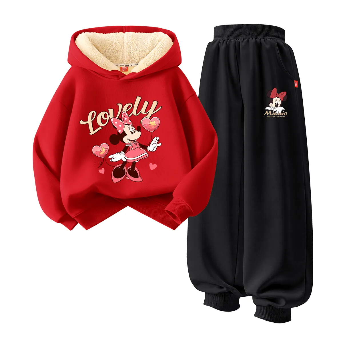Детская повседневная худи с капюшоном Disney, [Thickened and Fleece-Lined]Di Star Balloons Red+Di Hide-and-Seek K Gray — фото 3