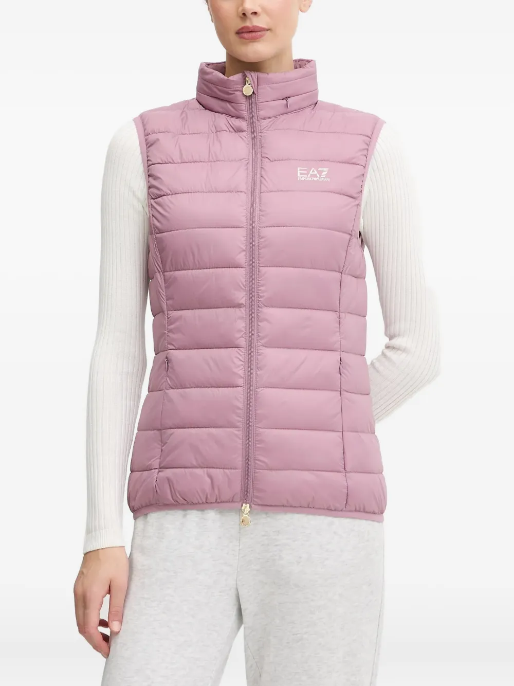 

Стёганый жилет с логотипом Ea7 Emporio Armani, розовый