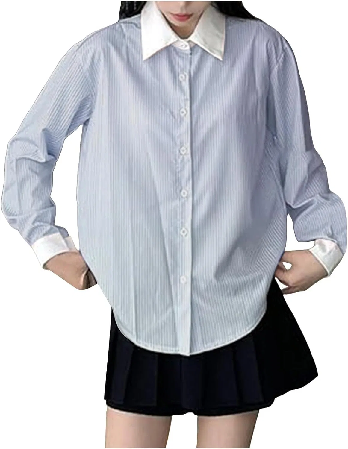 Блуза с длинным рукавом, полоска, из коллекции Casual, синий