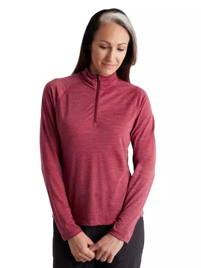 

Топ Rohan Women's Alta Merino Zip Neck Base Layer, цвет carissa/red/marl