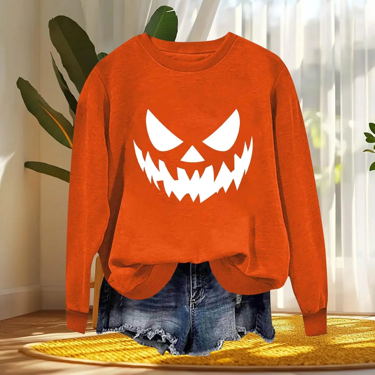 Толстовка Halloween для женщин с принтом тыквы — фото 3