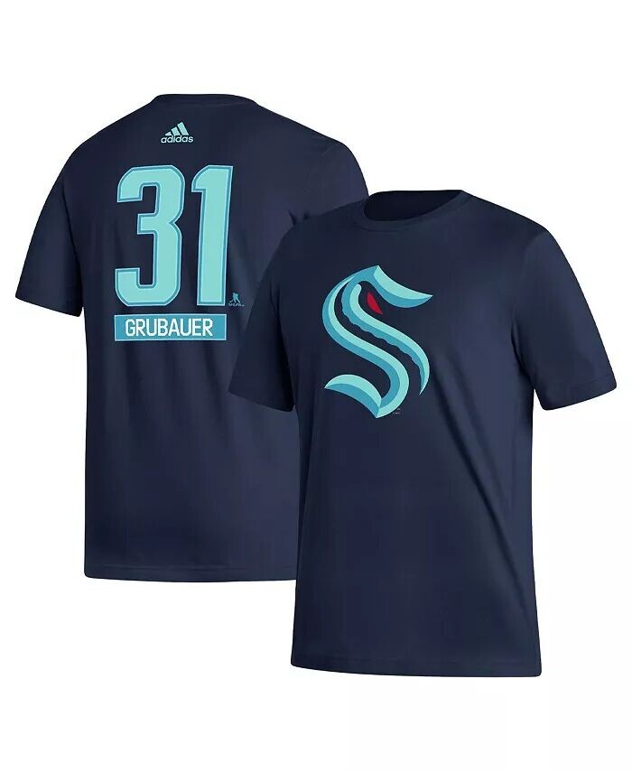 

Мужская темно-синяя футболка Philipp Grubauer Seattle Kraken Fresh с именем и номером Adidas, синий