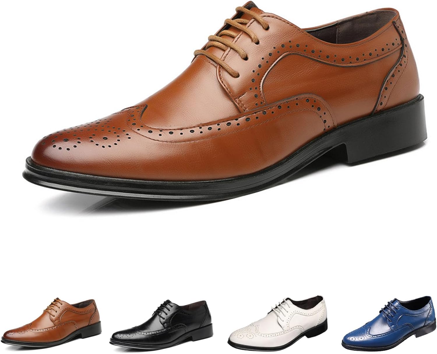 

Мужские классические кожаные туфли с шнуровкой Oxfords, модные, нескользящие, для работы, дышащие, деловые и повседневные Cubicbee, коричневый