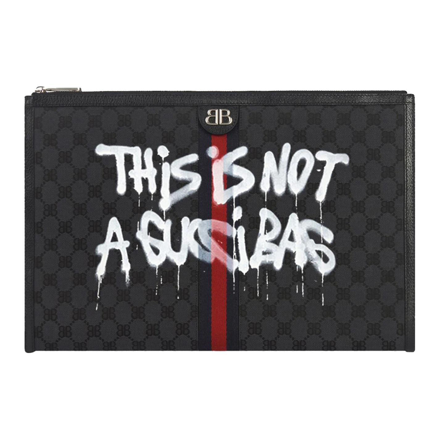 

Balenciaga Коллаборация Сумка для ноутбука из холста с кожаными деталями Унисекс Черный GUCCI