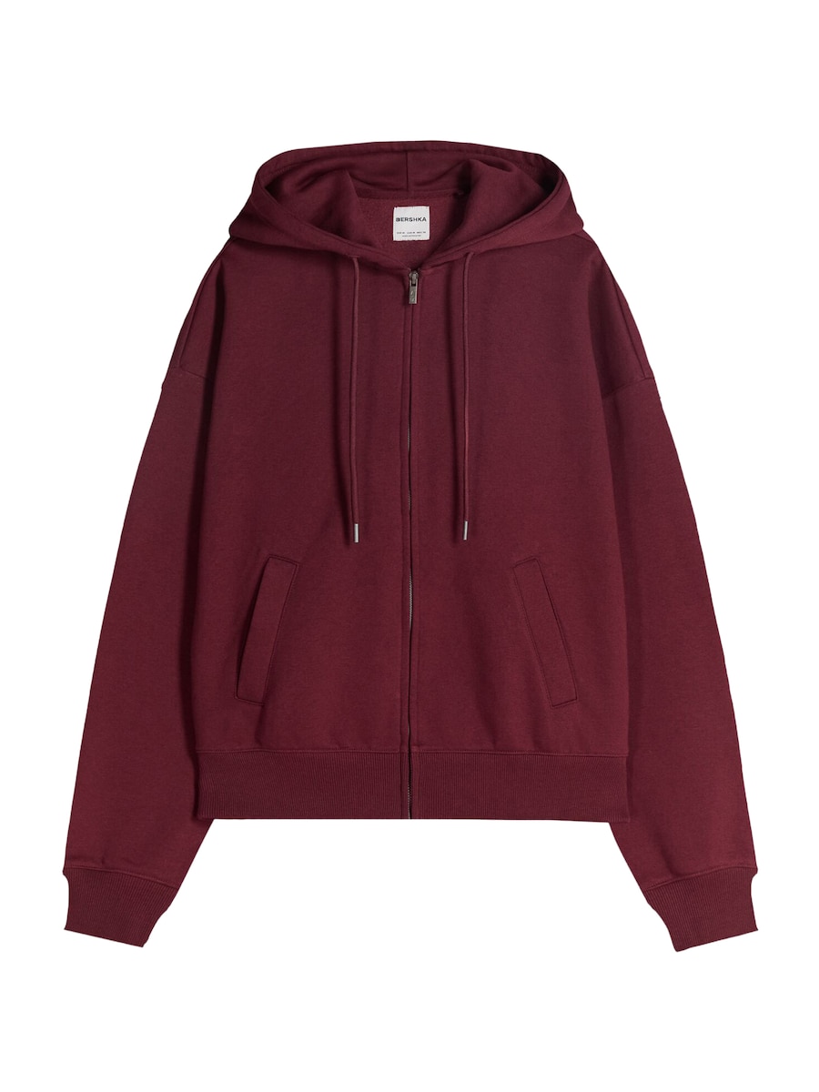

Толстовка с капюшоном на молнии Bershka, бургундия, Красный, Толстовка с капюшоном на молнии Bershka, бургундия