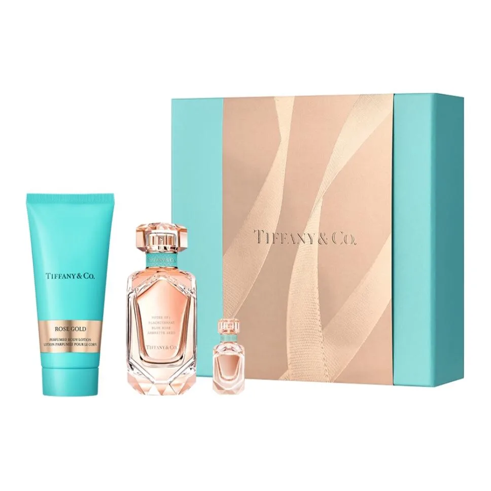 TIFFANY & CO. Набор духов для женщин Rose Gold Premium Collection Box Eau De Parfum EDP с цветочным ароматом, Rose Gold Perfume 75ml+Perfume Sample 5ml+Body Lotion 100ml