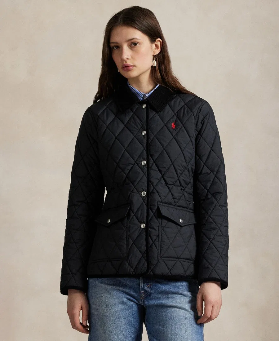 Женская стеганая куртка в стиле "амбарная" с вельветовой отделкой Polo Ralph Lauren, Polo Black