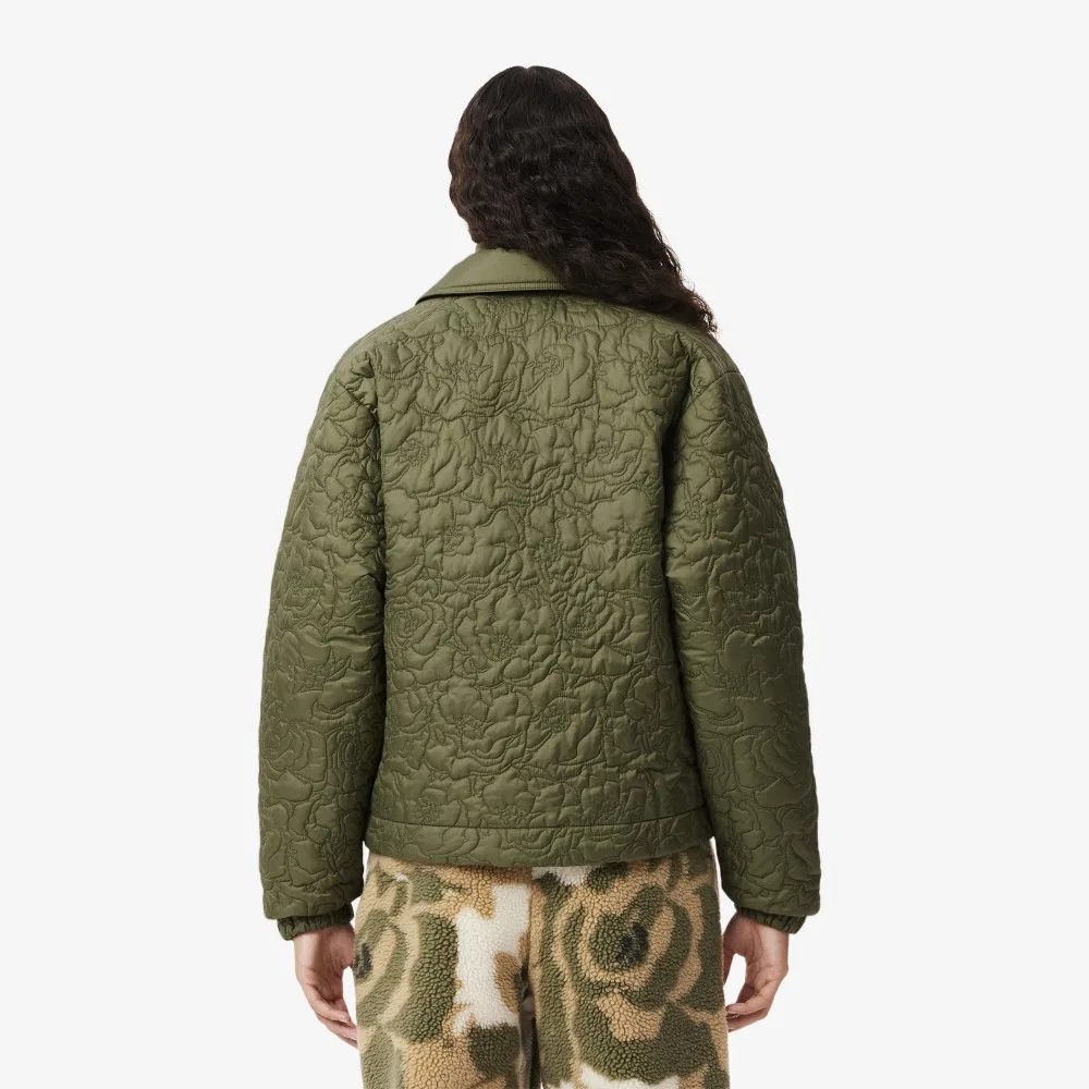 Жакет женский Lacoste с цветочным узором, стеганый, хаки — фото 3
