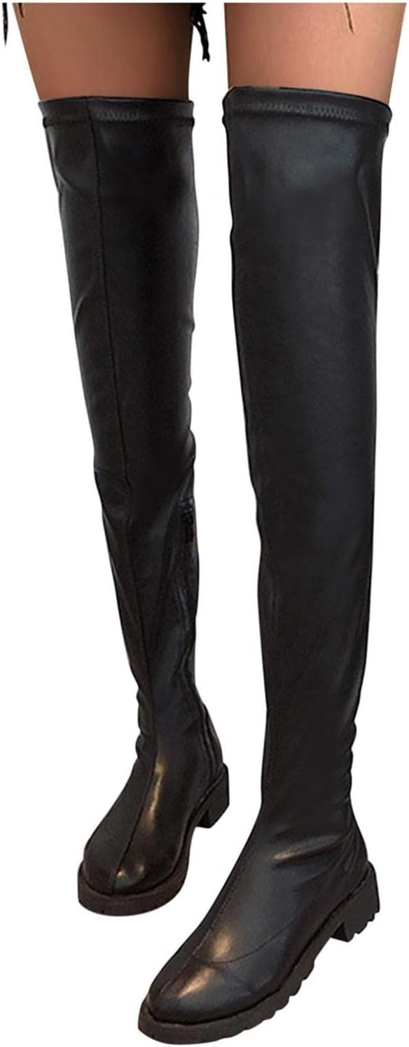 

Женские высокие сапоги Hbeylia на платформе, модные носки с эластичной вязкой, кожаные, с круглым носком, массивной подошвой, без шнуровки, черный