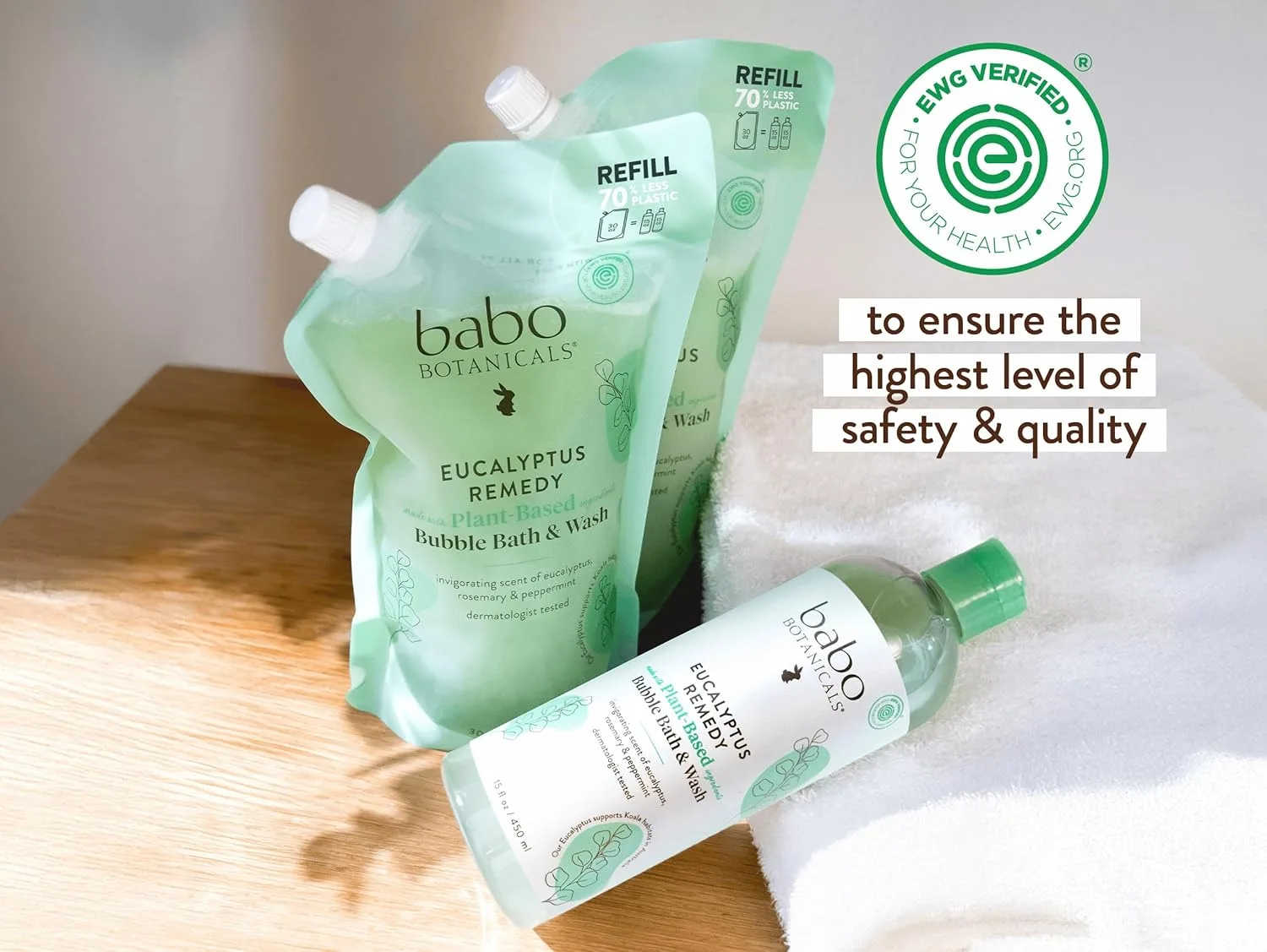 BABO Botanicals Eucalyptus Remedy 2-в-1 Пена для ванны и гель для душа - Освежающий аромат эвкалипта, розмарина и мяты перечной - Для всех возрастов - Сертифицировано EWG - Веганский продукт 887 мл (1 шт.), Eucalyptus — фото 4