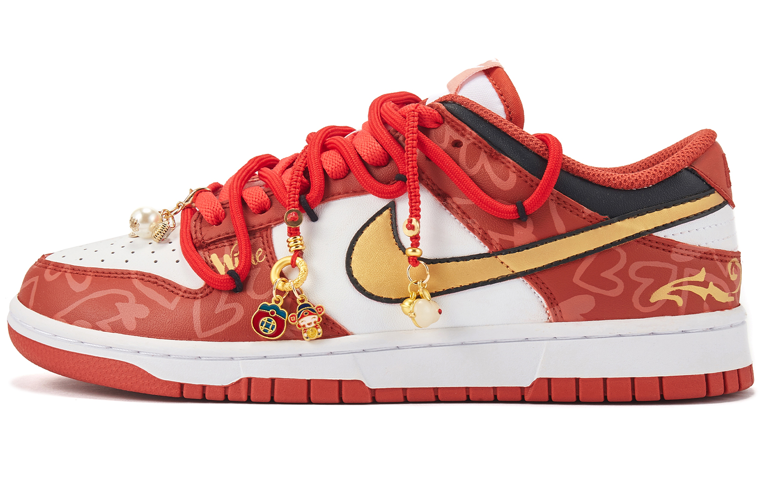 

Кроссовки Nike Dunk Skateboard Shoes Women's Low-Top Red/Gold/White