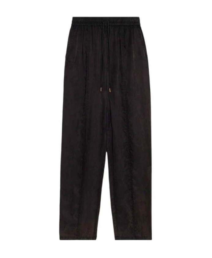 

Струящиеся атласные брюки на шнуровке и с карманами. Marant Ãtoile, черный