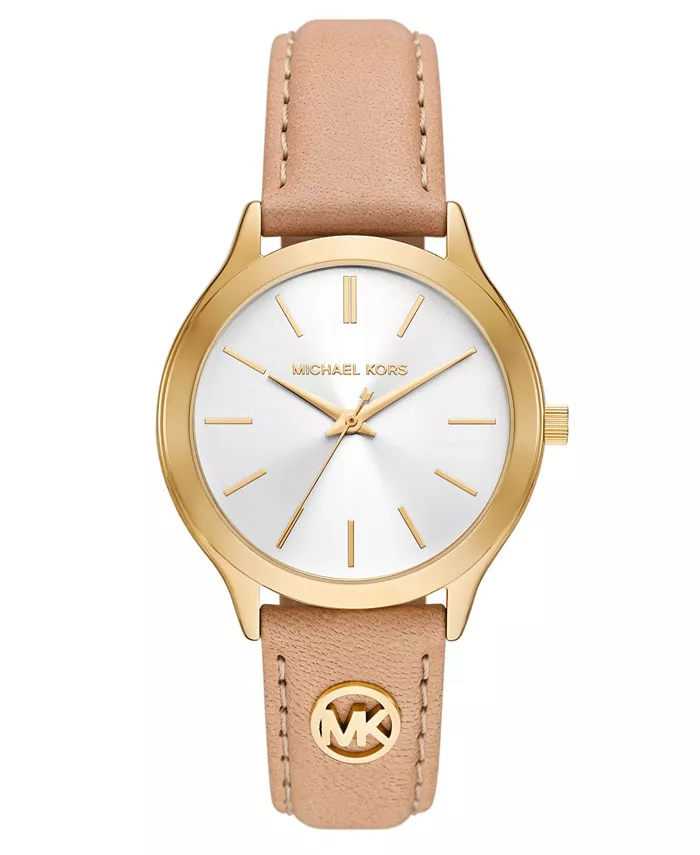 

Женские тонкие кожаные часы Runway с тремя стрелками, 38 мм, цвет нюд Michael Kors