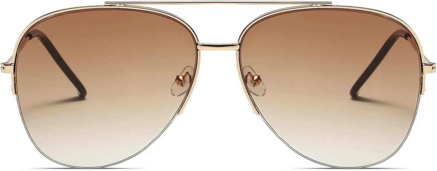 

Большие солнцезащитные очки-пилот для женщин, модные, с двойной перемычкой, градиентные, женские солнцезащитные очки с защитой от УФ-излучения mincl, Brown