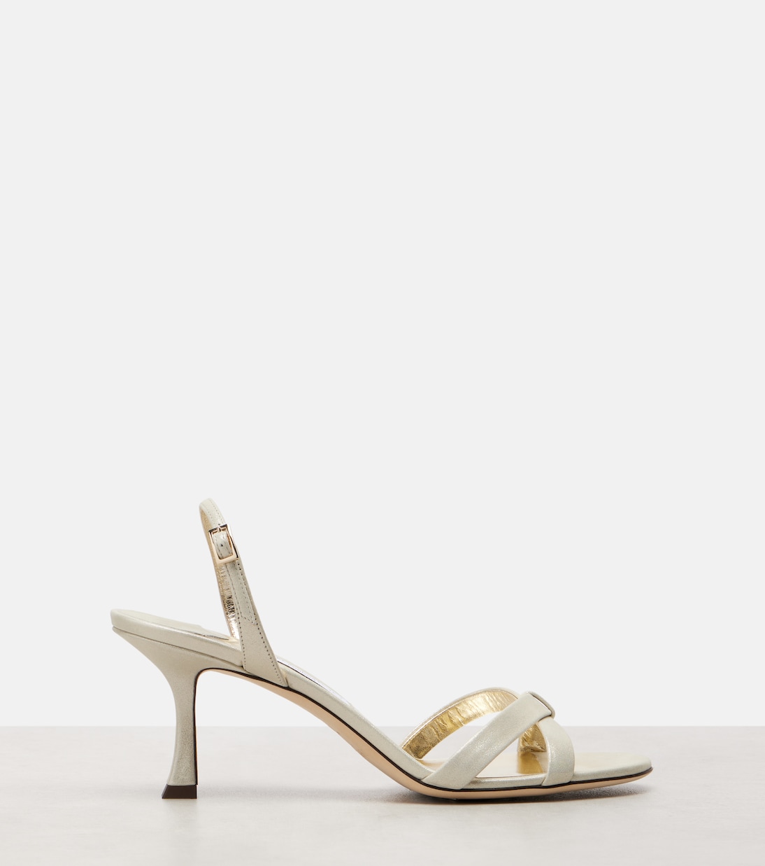 Эльси 70 сандалии из металлизированной кожи Jimmy Choo, Light Soft Gold — фото 4