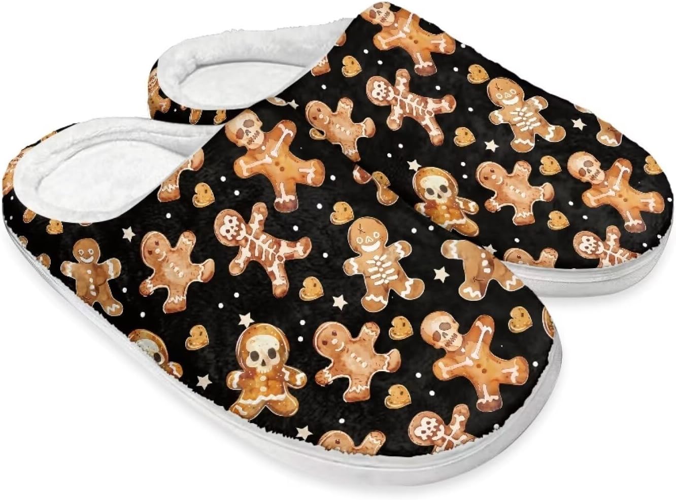 

Домашние тапочки на Хэллоуин из хлопка для женщин и мужчин, праздничные тапочки для дома, мягкие и теплые тапочки для спальни Buxolandt, Halloween Skull Cookies